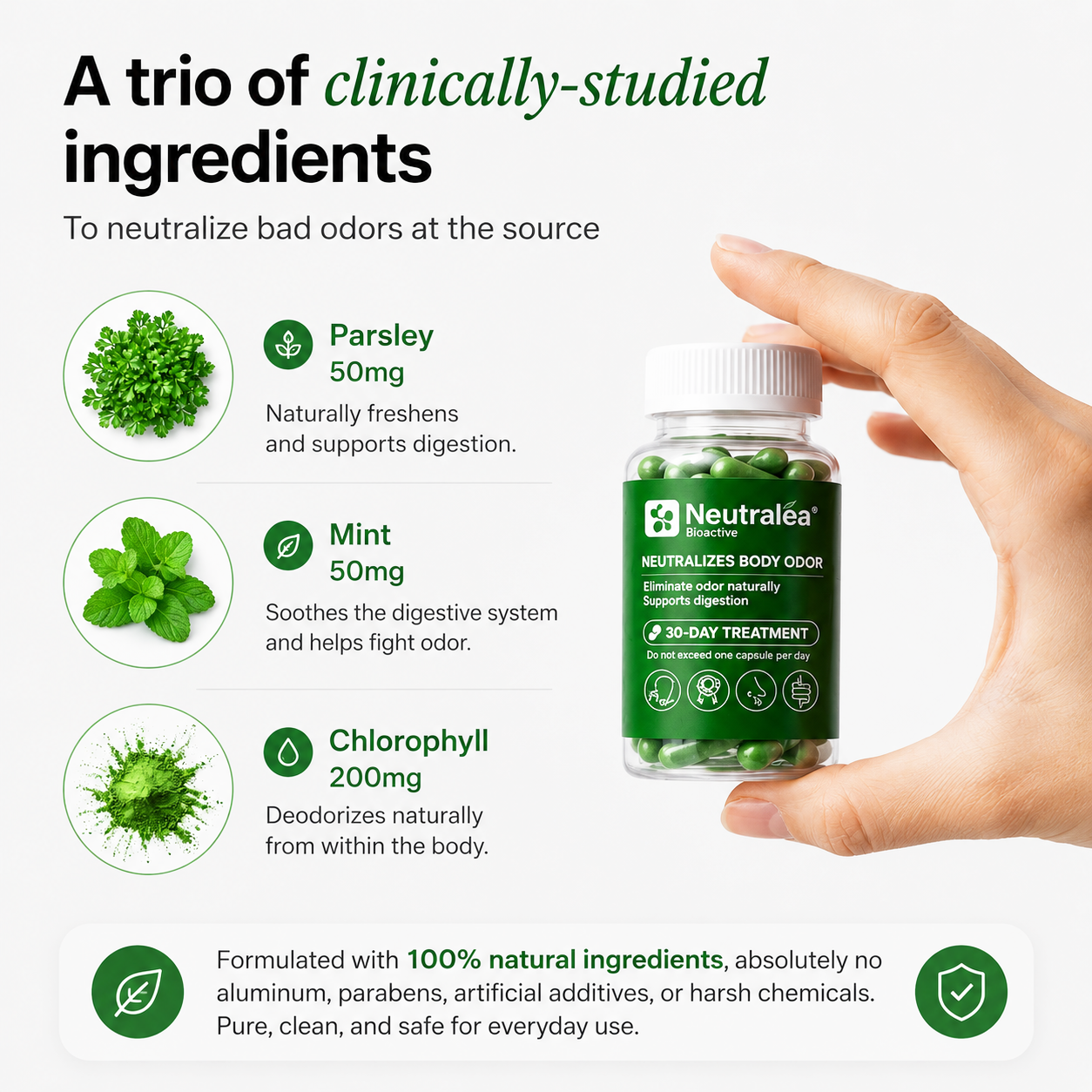 Natural Fresh Breath & Body Odor Control Supplement
