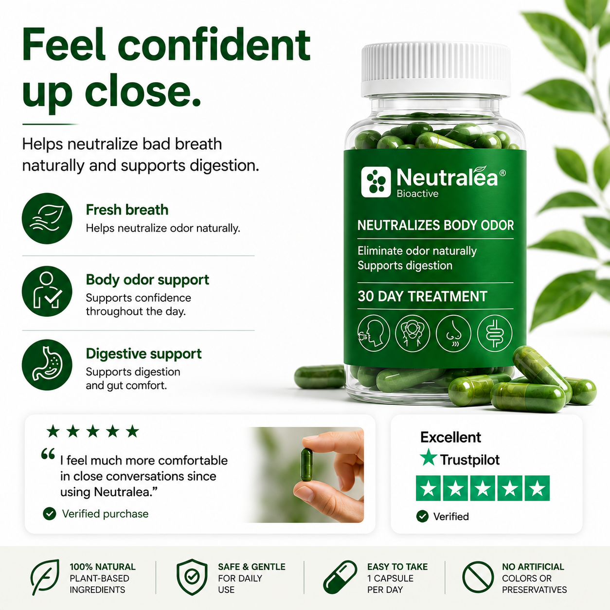 Natural Fresh Breath & Body Odor Control Supplement